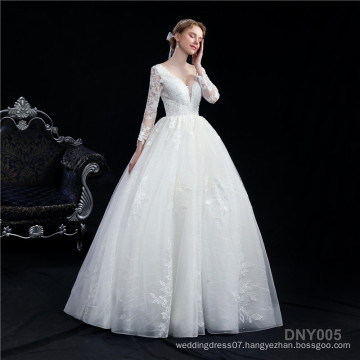 New European and American Women's Long Sleeve One Shoulder Bridal wedding dress sale